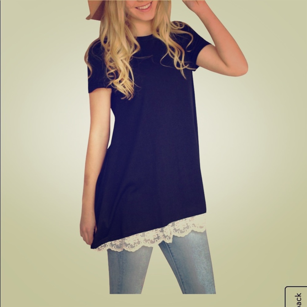 NWT BEAUTIFUL TUNIC-TOP SHORT SLEEVES , BLACK